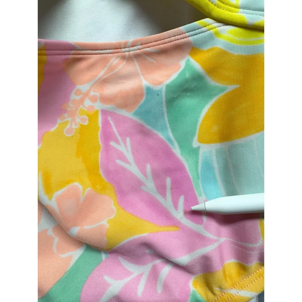Cat & Jack Girls Tropical Floral Cutout One Piece Swimsuit Multicolor Size M‎ 8